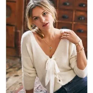 Sezane | Sweaters | Sezane Cassie Jumper Ribbon Lace Up Back  display picture 1